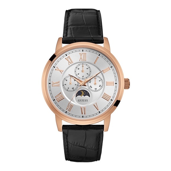 New GUESS Mens Multi-Function Leather Watch - Picture 1 of 6
